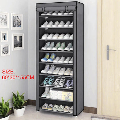 Étagère à chaussures à 9 niveaux avec couvercle anti-poussière - خزانة أحذية 9 طبقات