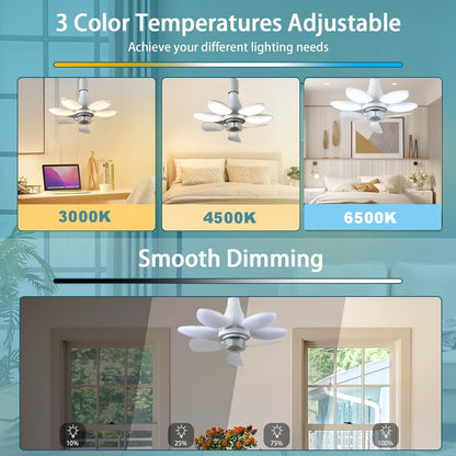 Ventilateur de Plafond Lumineux à Douille avec Télécommande - مروحة السقف الذكية 2 في 1 مع إضاءة قوية بقاعدة
