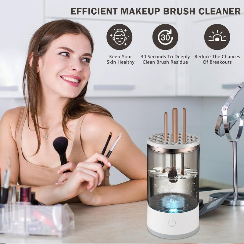 Machine de nettoyage de pinceaux maquillage électrique portable 3en1 - منظف ​​ومجفف فرش المكياج الأوتوماتيكي