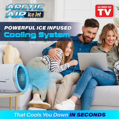 Mini Climatiseur Portable à Glace Technologie Jet Fan, 3 Vitesses et Éclairage LED - مبرد الهواء والثلج المدمج بـ 3 سرعات وإضاءة ملونة