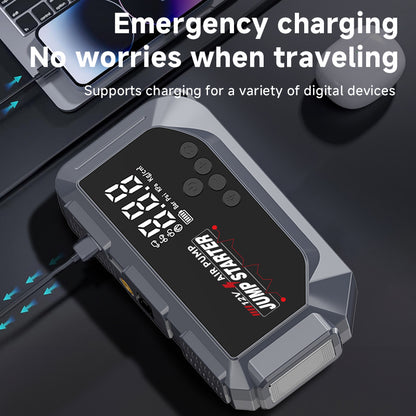 Booster Batterie et Compresseur d'Air Intelligent 12V avec Écran LCD CTC-936T - مقلع بطارية السيارة وجهاز الطوارئ المتكامل 2 في 1 مع مضخة هواء ذكية وشاشة رقمية