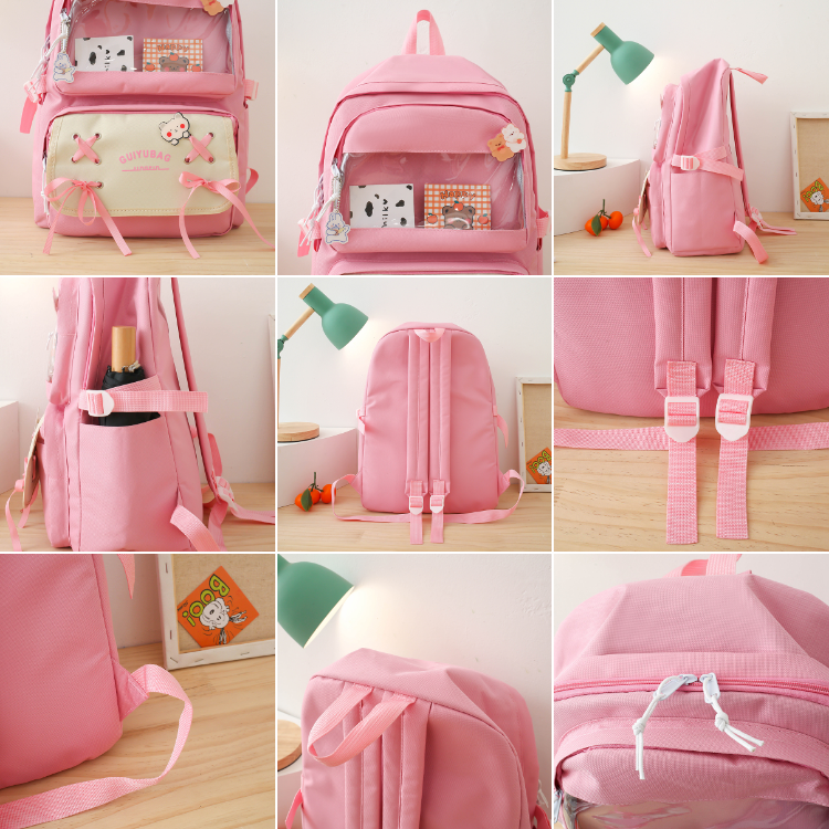 Sac à Dos Multifonctionnel Kawaii Grand Volume Imperméable et Résistant 5Pcs SACKDS11 - حقيبة ظهر بعدة قطع بتصميم كاوايي