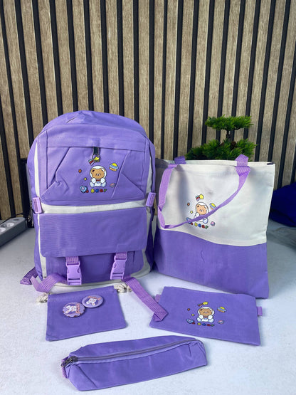 Sac à Dos Multifonctionnel Kawaii Grand Volume Imperméable et Résistant 5Pcs Noir SACKDS15N - حقيبة ظهر بعدة قطع بتصميم كاوايي