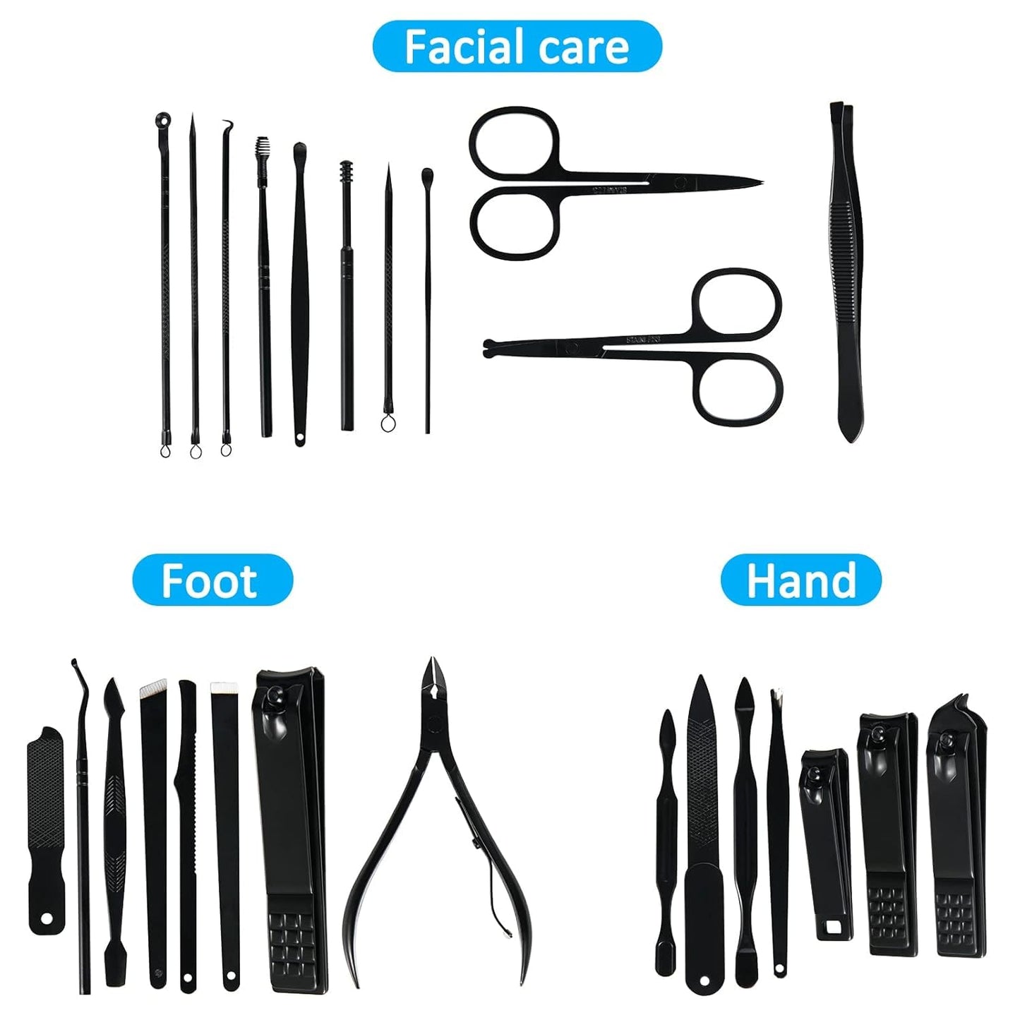 Kit de manucure 26 PCS coupe-ongles professionnel en acier inoxydable - طقم العناية بالأظافر والجسم