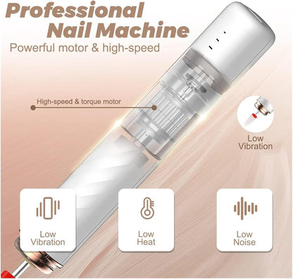 Ponceuse à Ongles Électrique Sans Fil 3 Vitesses Double Sens de Rotation USB Rechargeable - مبرد ومقلم الأظافر الكهربائي اللاسلكي 3 سرعات