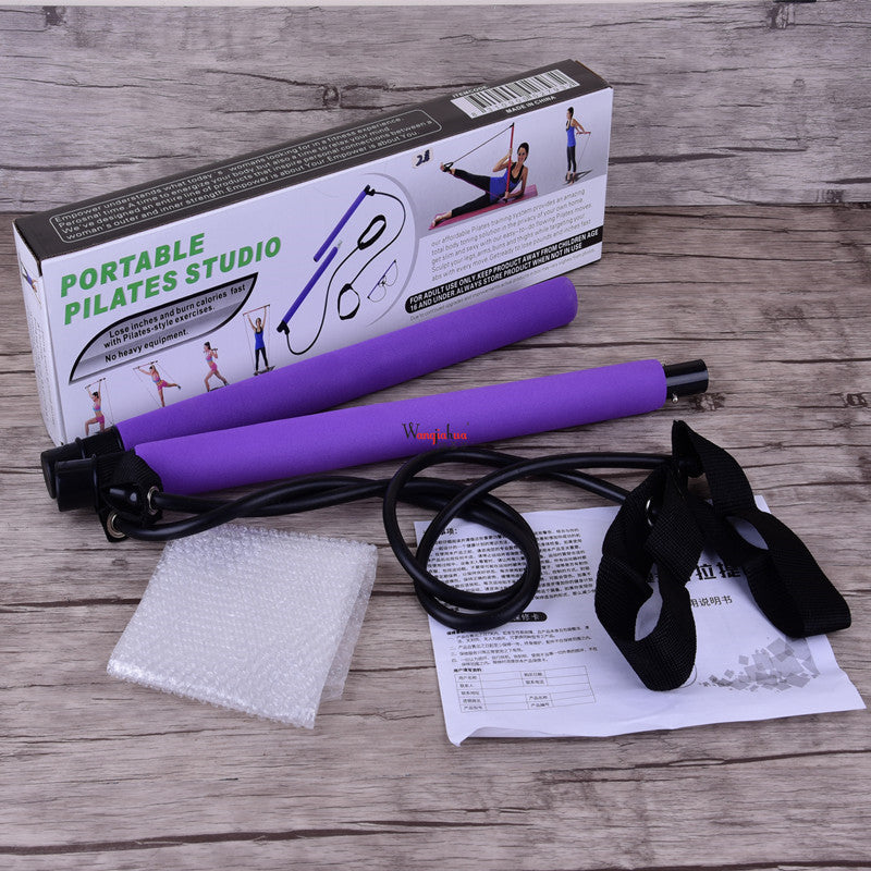 Barre de pilates portable avec bande de résistance réglable