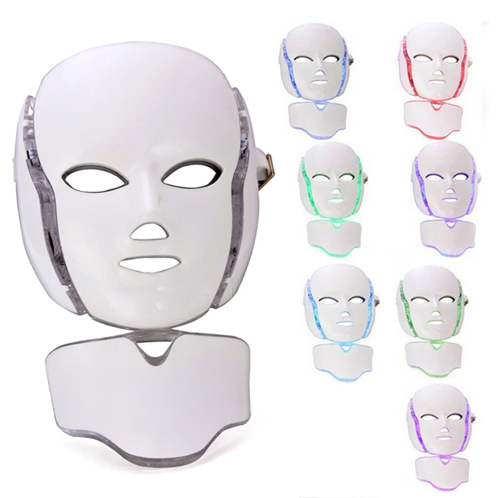 Masque facial photonique LED rajeunissement de la peau, thérapie des rides, 7 couleurs Visage Cou