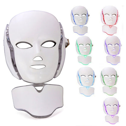 Masque facial photonique LED rajeunissement de la peau, thérapie des rides, 7 couleurs Visage Cou