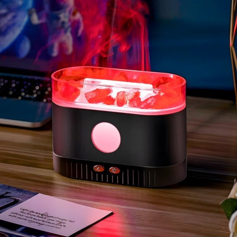 Humidificateur flamme multicolore des huiles essentielles aromatiques en pierre de sel 200ml - موزع روائح الزيوت العطرية باللهب مع صخور الملح