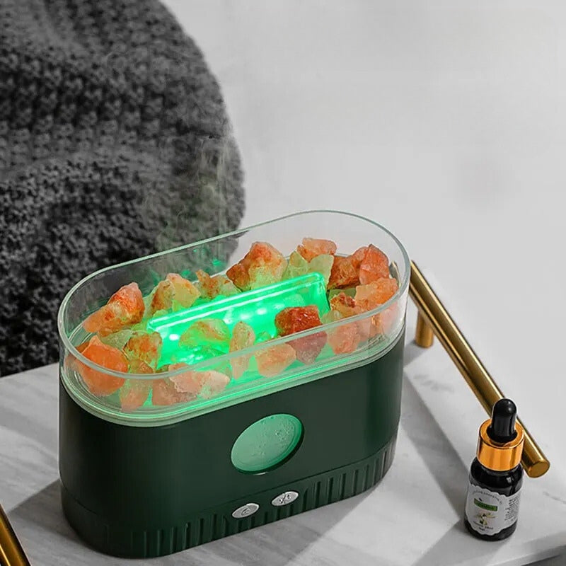 Humidificateur flamme multicolore des huiles essentielles aromatiques en pierre de sel 200ml - موزع روائح الزيوت العطرية باللهب مع صخور الملح