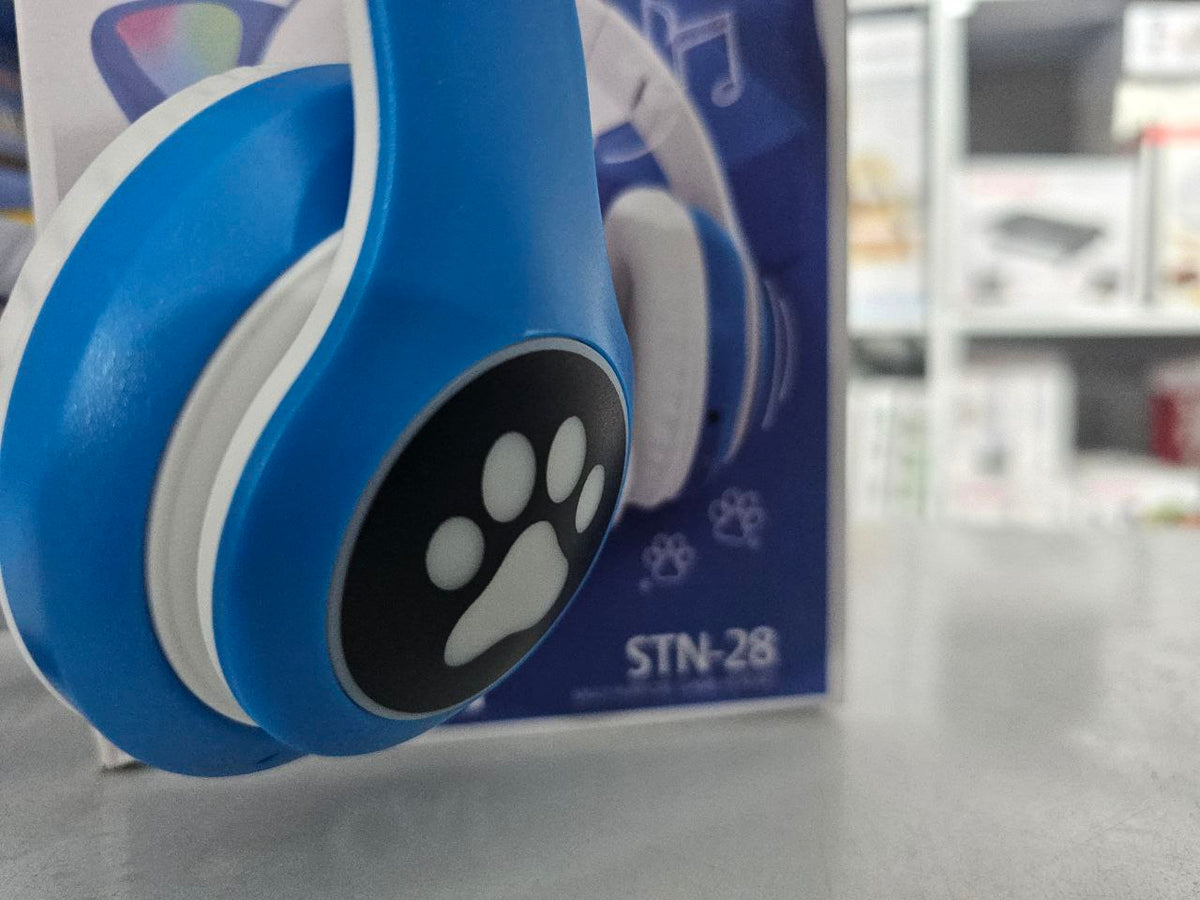 Casque stéréo Bluetooth sans fil oreilles de chat électroluminescents avec support carte TF