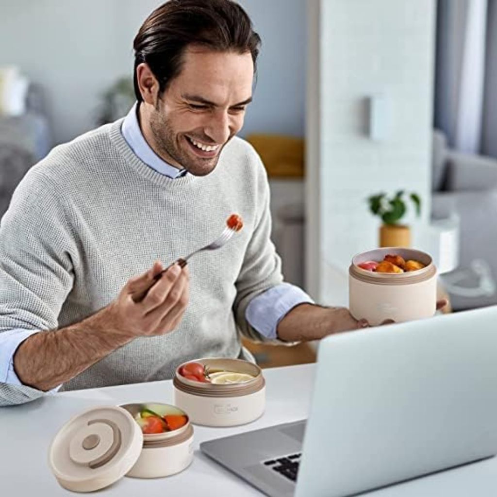 Boîte à Lunch Isotherme 3 Pièces avec Sac Isotherme Conservation de Chaleur - حافظة طعام حرارية متكاملة 3 طبقات مع حقيبة عازلة