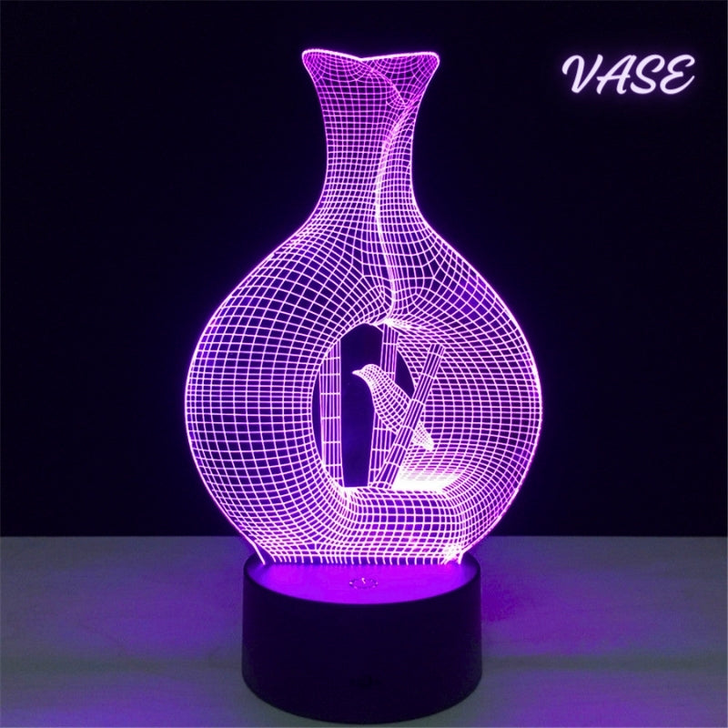 Lampe Veilleuse de bureau 3D 7 lumières changeantes de couleurs En Acrylique