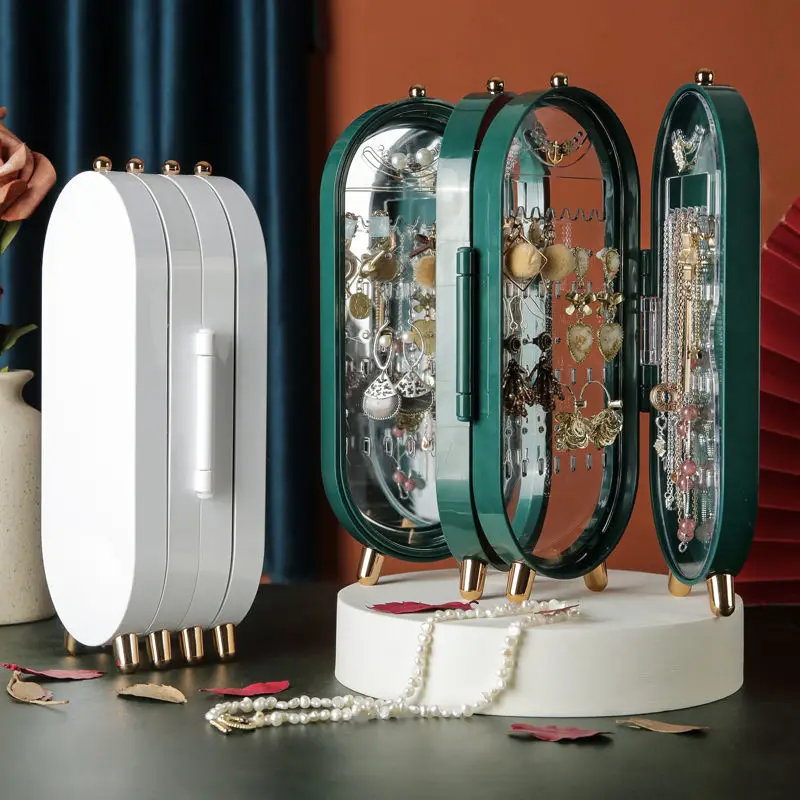 Présentoir Boîte de rangement de bijoux pliable, organisateur de boucles d’oreilles,
