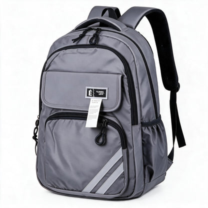 Sac à Dos Sport et Scolaire Multi-Poches Tissu Oxford Résistant et Imperméable Gris SACKDS27GR - حقيبة ظهر رياضية ومدرسية متعددة الجيوب مع عواكس ضوئية