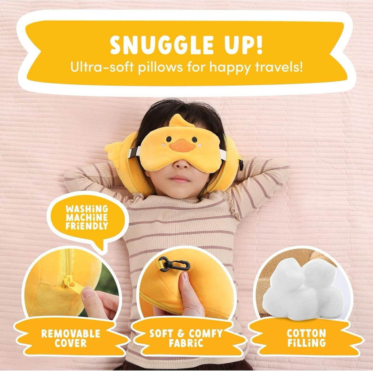 Kit de Voyage Confort 2en1 Oreiller Cervical en Mousse à Mémoire de Forme et Masque de Nuit Peluche - طقم السفر المريح وسادة رقبة ميموري فوم مع قناع