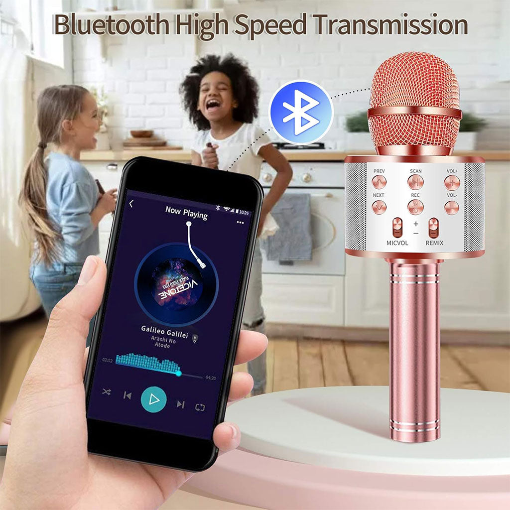 Micro Karaoké Bluetooth sans Fil 4 en 1 Compatible avec Android/IOS
