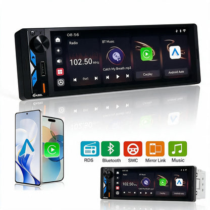 Gazel Autoradio 1Din Écran Tactile 5" IPS - Apple CarPlay et Android Auto Sans Fil Charge Rapide Type-C - راديو سيارة ذكي بشاشة لمس 5 بوصة تدعم و