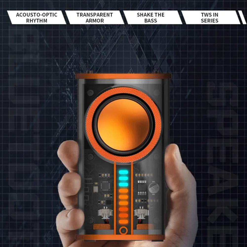 K07 Haut-parleurs compatible Bluetooth 5.0 Transparent sans fil USB 3 LED