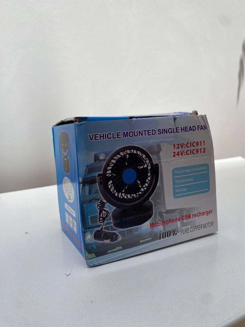 Ventilateur électrique 12V pour tableau de bord de voiture, rotatif à 360 degrés