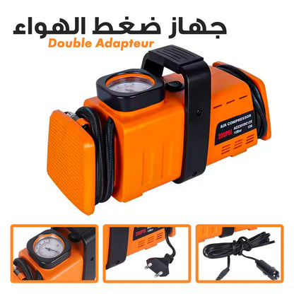 Compresseur d’aire a double adaptateur 220v/12v- 200psi - Orange