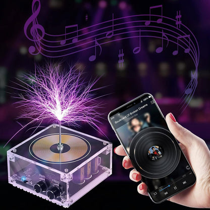 Bluetooth Mini Music Tesla Coil Kit,10 Cm Solid State Touchable Artificial Lightning