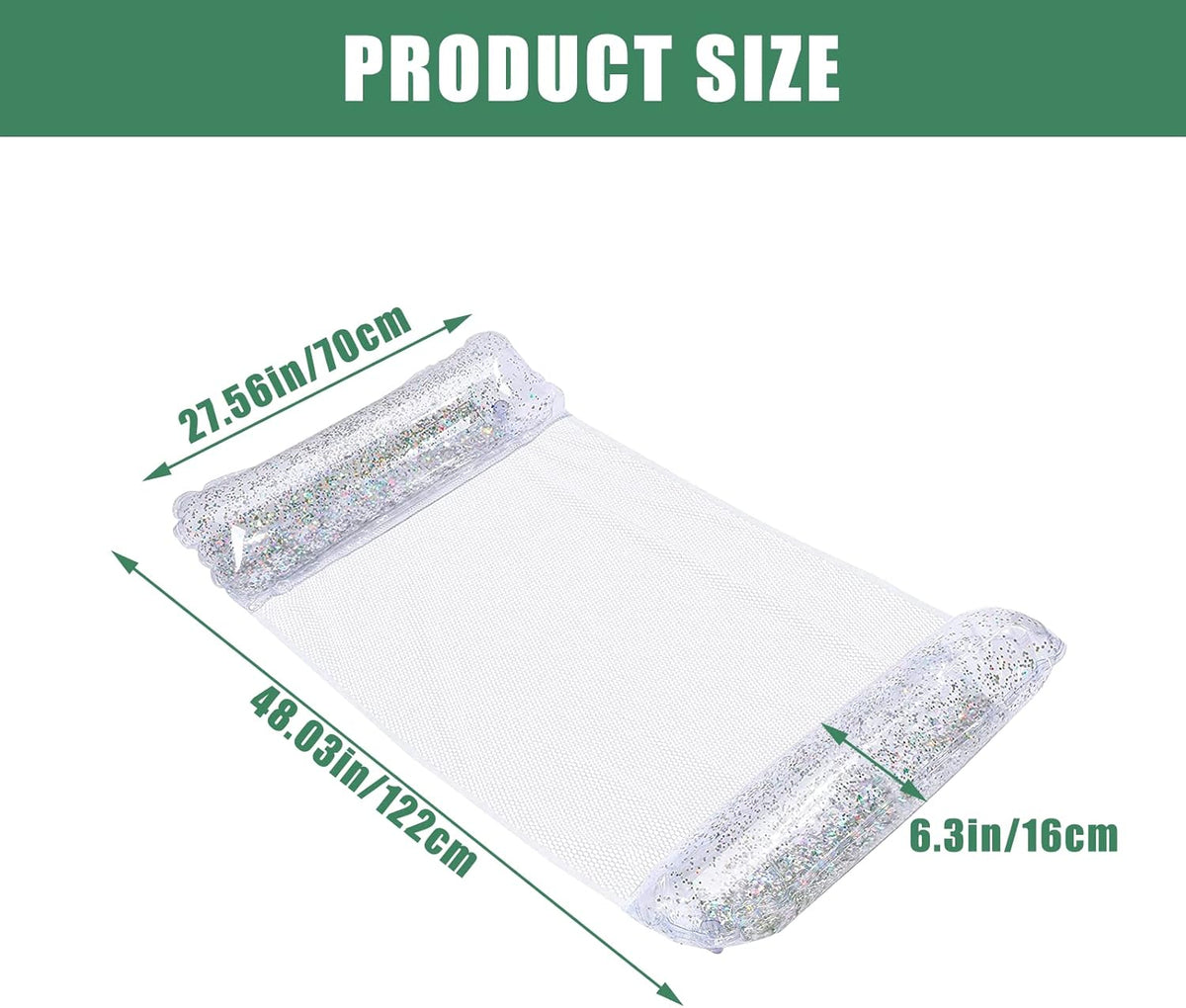 Hamac de Piscine Flottant Multifonction 4en1 Design Glitter, Confort Aquatique - أرجوحة المسبح العائمة والمريحة 4 في 1 بنسيج شبكي متين