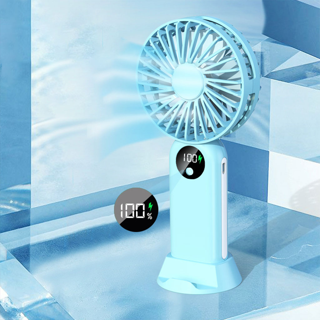 Mini ventilateur portable avec batterie 2400 mAh, léger, 3 vitesses, base mobile