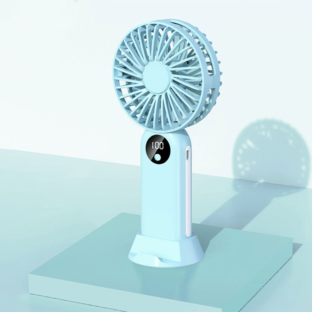 Mini ventilateur portable avec batterie 2400 mAh, léger, 3 vitesses, base mobile