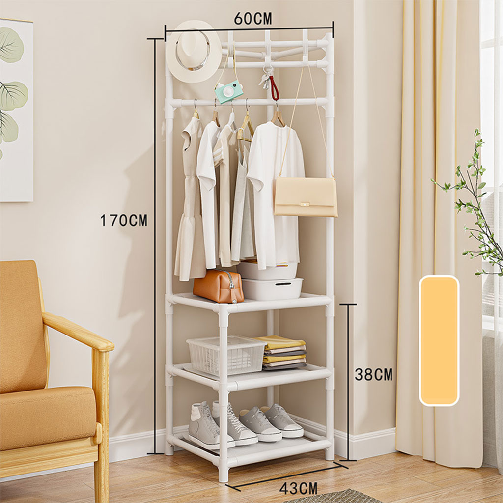 Porte-manteau d’angle multicouche assemblé, avec cintre pour vêtements