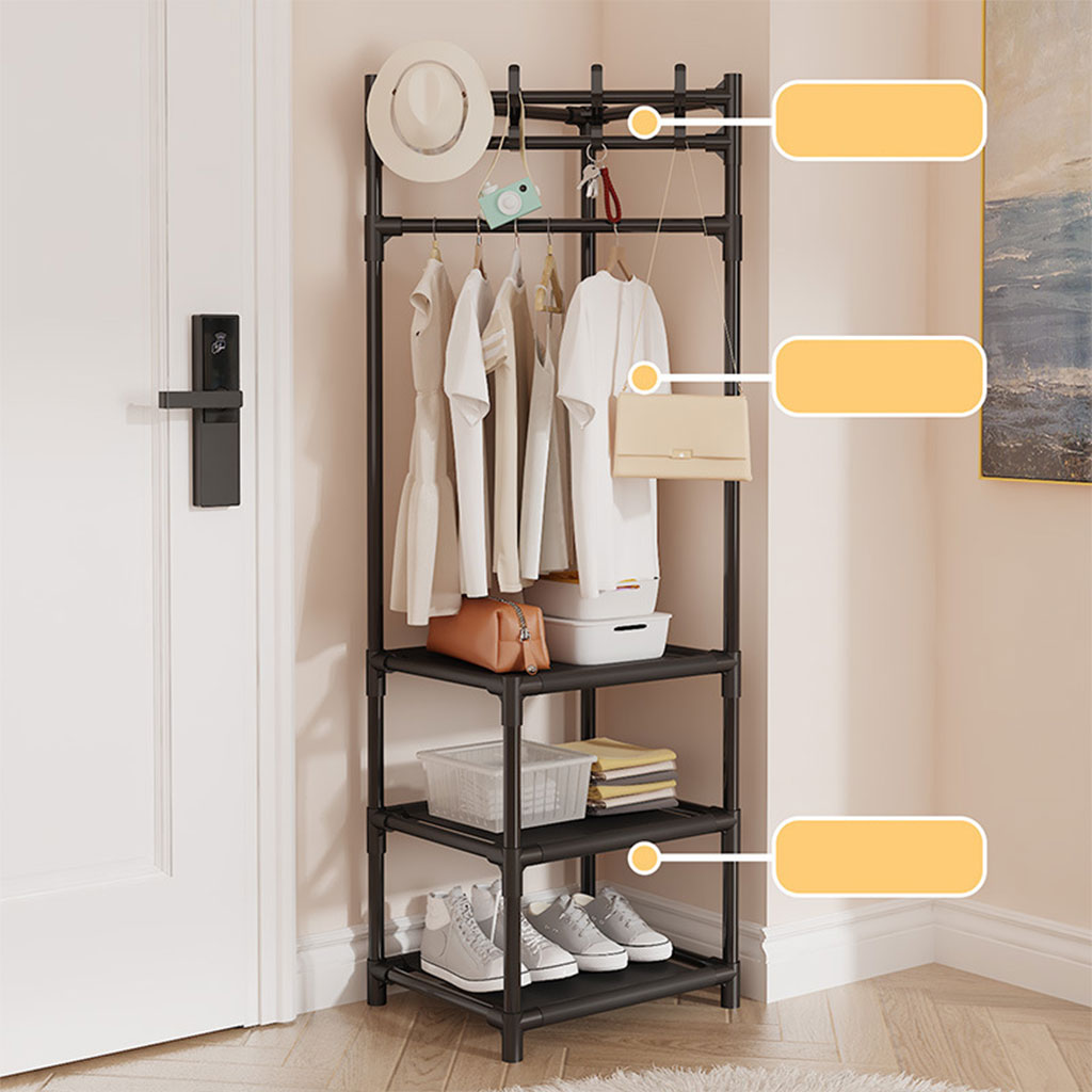 Porte-manteau d’angle multicouche assemblé, avec cintre pour vêtements