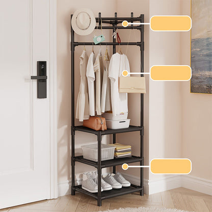 Porte-manteau d’angle multicouche assemblé, avec cintre pour vêtements