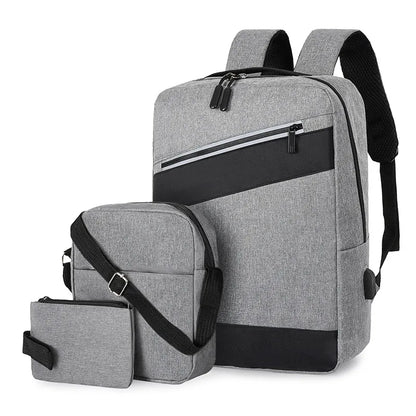 Sac à dos homme avec sac bandoulière et trousse 3en1 rouge 2776-3 – محفظة ظهر رجالية 3 قطع أحمر