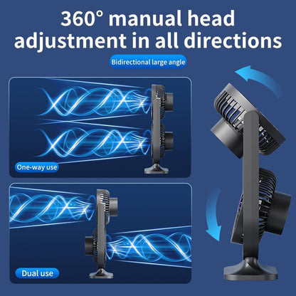 Ventilateur de Bureau Double Tête Rechargeable USB - مروحة المكتب المكتبية المزدوجة بـ 3 سرعات
