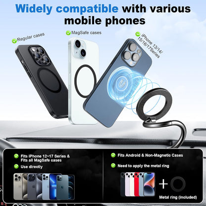 Support Téléphone Voiture Magnétique Ventouse à Vide Rotation 4 Axes - حامل الهاتف المغناطيسي والشفط الهوائي للسيارة بـ 4 محاور دوران