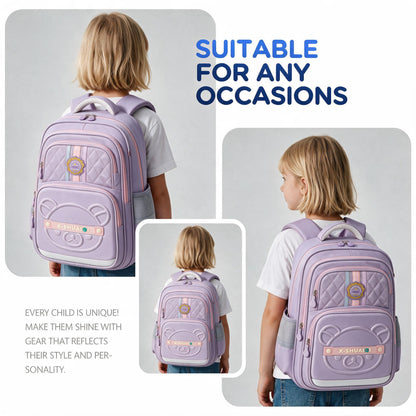 Sac à Dos Scolaire Style Kawaii Grand Volume Tissu Imperméable Mauve SACKDS18MV - حقيبة مدرسية بتصميم كاوايي