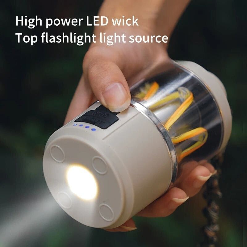 Lanterne Led Portable d'extérieur avec chargement de Type C, Power Bank, lampe de tente, fonction batterie externe