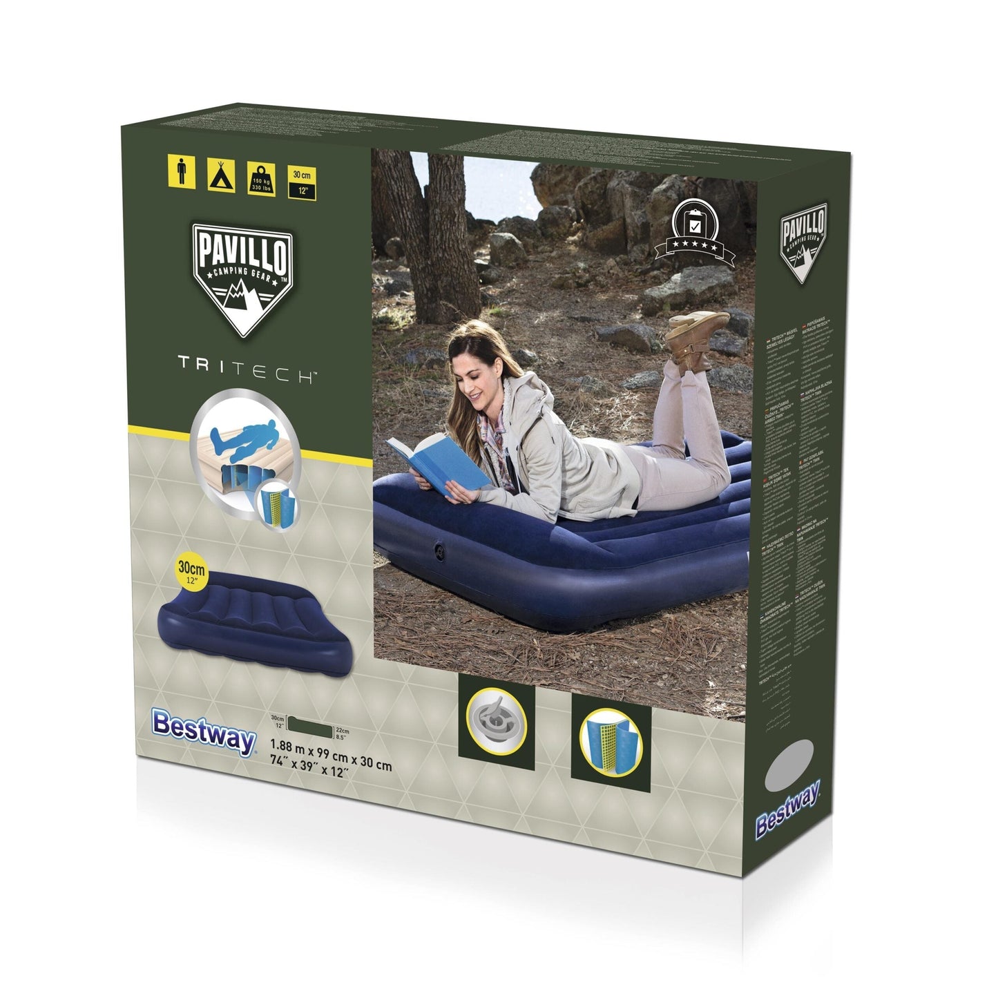 Pavillo Matelas Gonflable avec Oreiller intégrée 188x99x30 cm Bestwey #67680