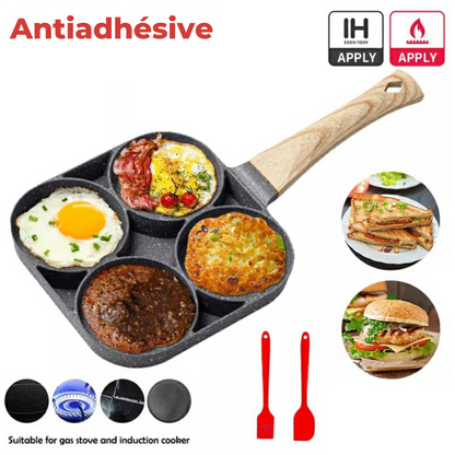 Poêle à crêpes & oeufs avec 4 trous en aluminium antiadhésive تنزوت