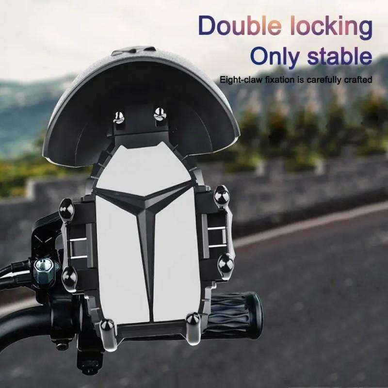 Support Téléphone pour Moto et Vélo avec Mini-Casque Pare-Soleil - حامل الهاتف الذكي للدراجات النارية والهوائية مع واقية شمسية بتصميم خوذة
