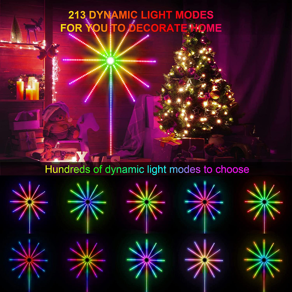 feux d’artifice App Smart Control IC Led RGB Light décoration de la maison