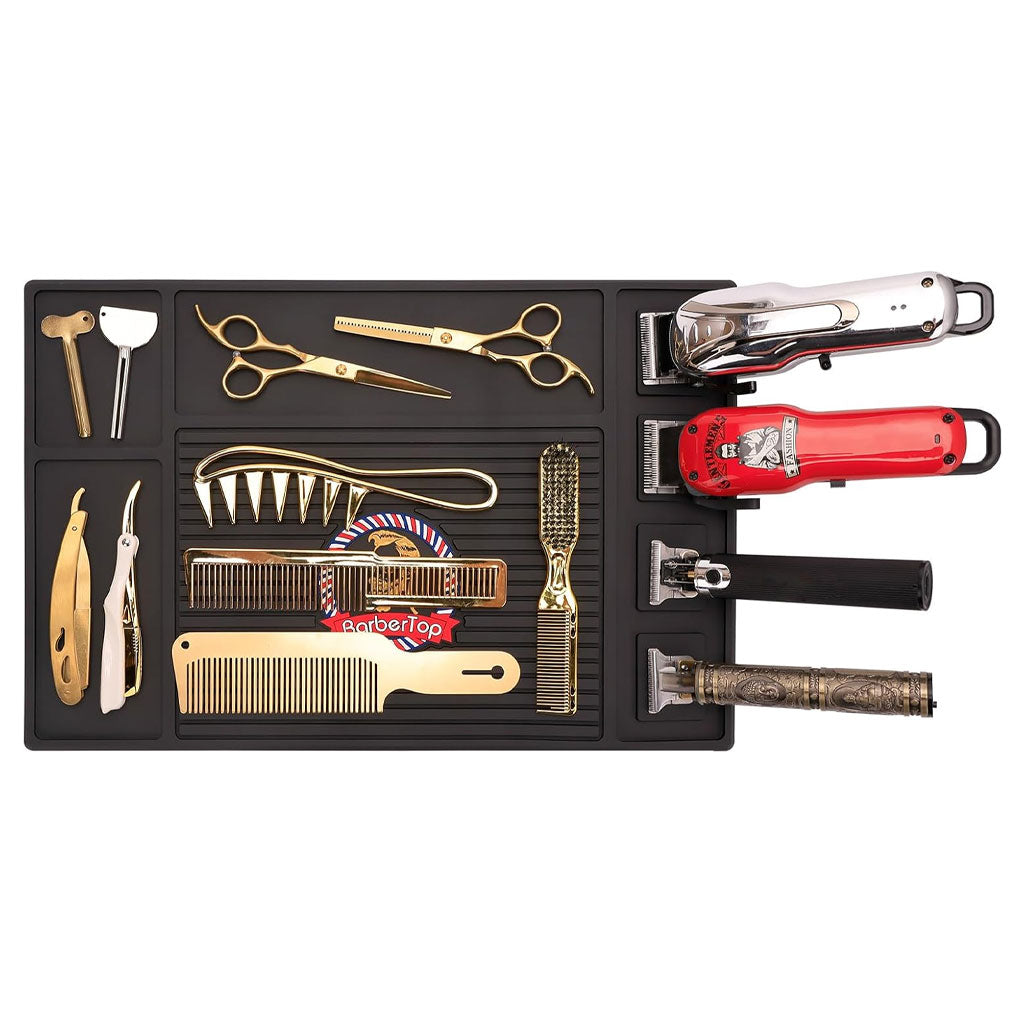 Tapis de rangement pour outils de coiffeur magnétique flexible et antidérapant
