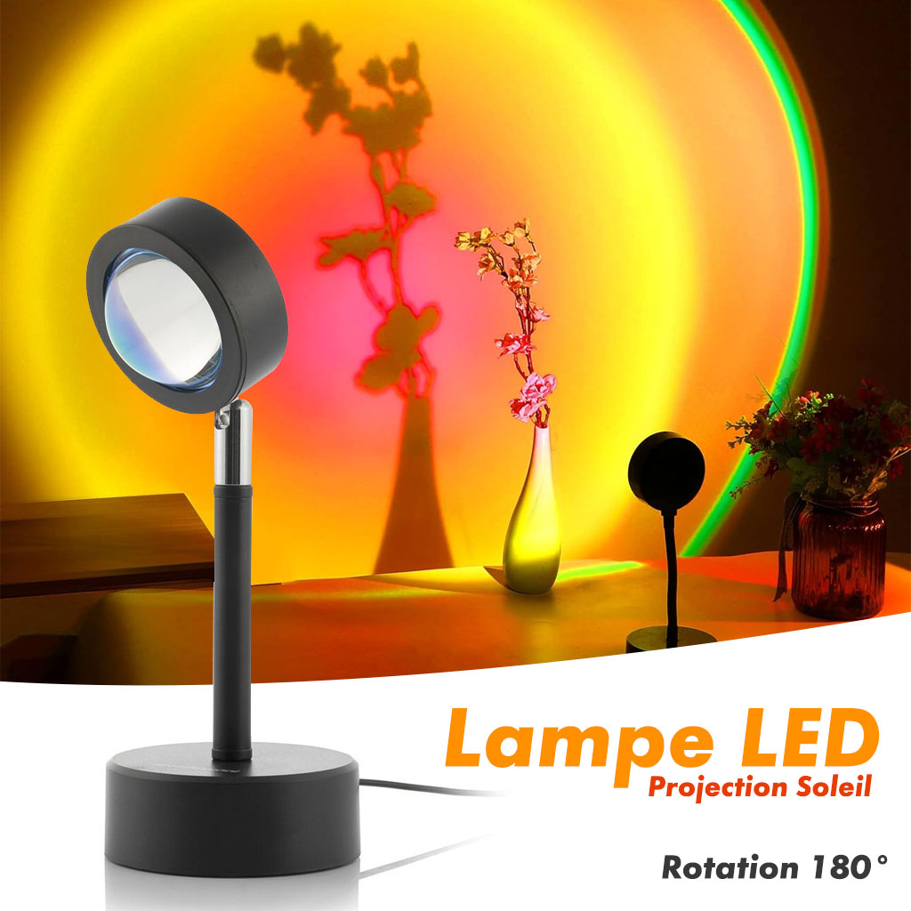 Projecteur de coucher de soleil rotatif à 180 ° USB décoration murale