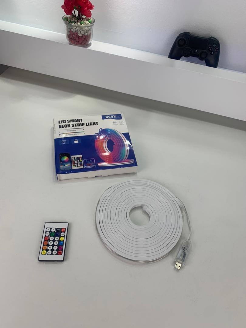 Bande LED Néon Flexible RGB 5m avec Bluetooth et USB – شريط إضاءة نيون مرن بطول 5 أمتار مع بلوتوث