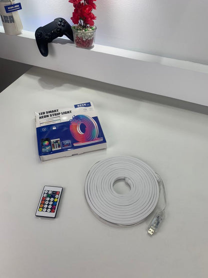 Bande LED Néon Flexible RGB 5m avec Bluetooth et USB – شريط إضاءة نيون مرن بطول 5 أمتار مع بلوتوث