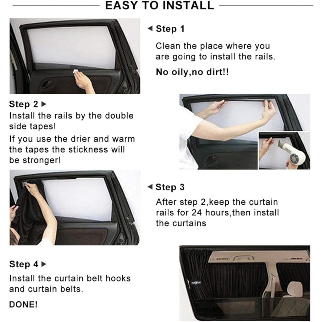 2Pcs Rideau glissé de fenêtre Protection UV pour Voiture – ستار نوافذ جانبية في السيارة