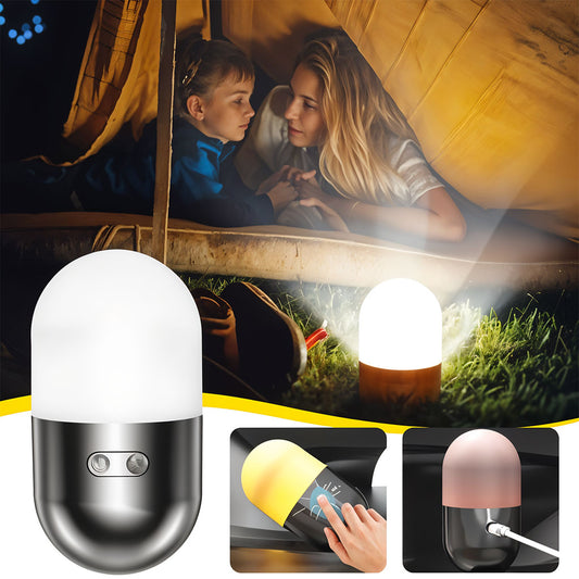 Lampe de camping rechargeable avec changement de couleur RVB – مصباح تخييم ملون