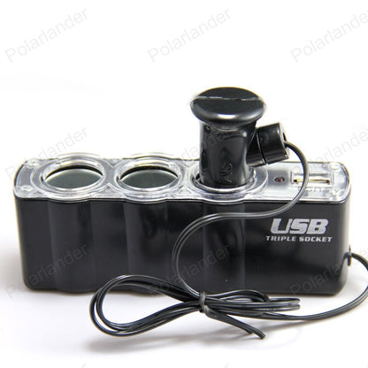 Triple Prise 12V/24V Allume-ci-gare USB Alimentation WF-0120
