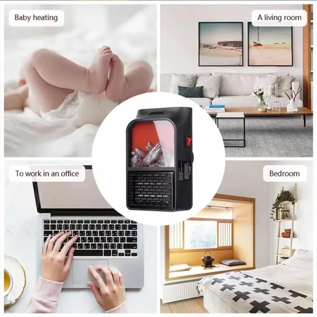 Chauffage Électrique Portable avec Effet Flamme 3D – مدفأة كهربائية محمولة بتأثير اللهب ثلاثي الأبعاد