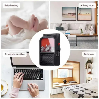 Chauffage Électrique Portable avec Effet Flamme 3D – مدفأة كهربائية محمولة بتأثير اللهب ثلاثي الأبعاد
